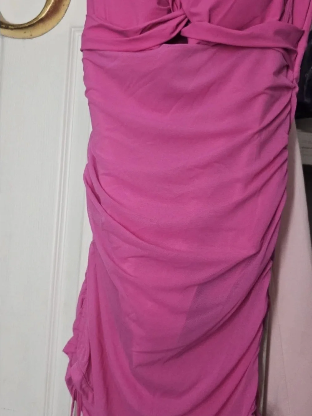 Plus-Size Twist Front One-Piece Swimsuit in Hot Pink